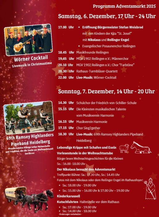 Reilinger Adventsmarkt 2025 - Programm