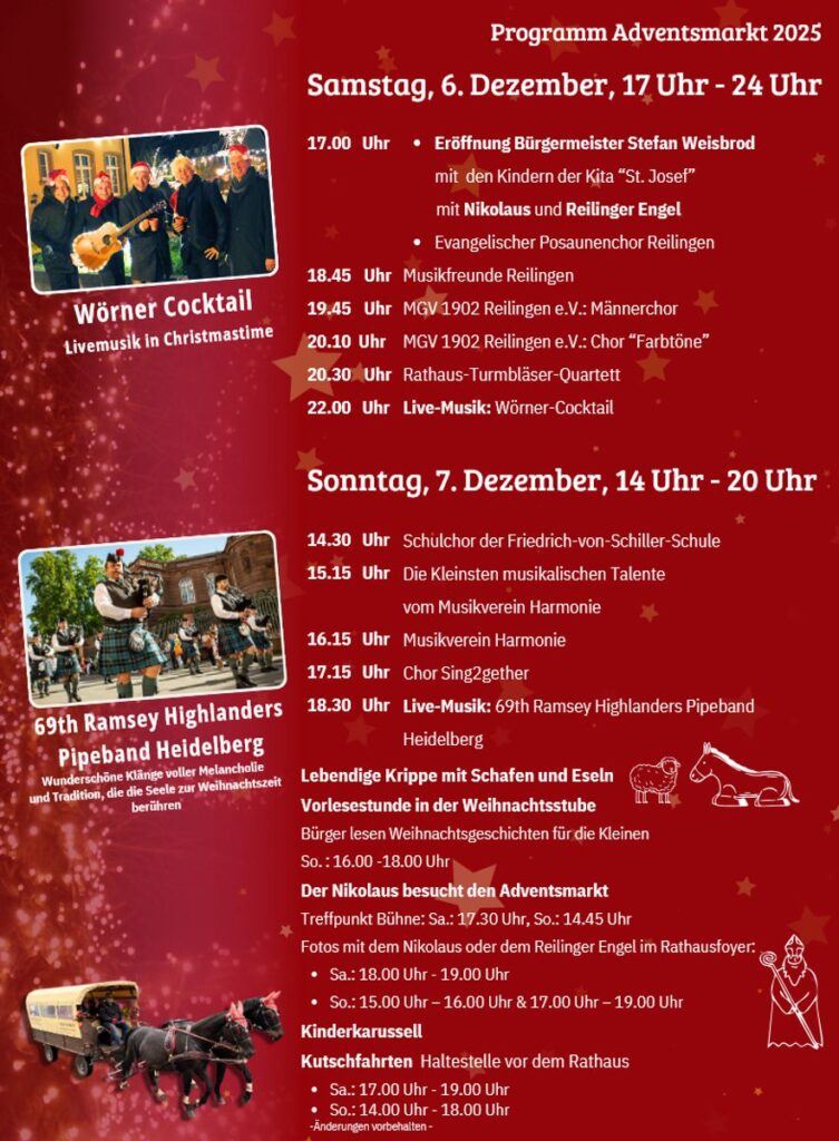 Reilinger Adventsmarkt 2025 - Programm
